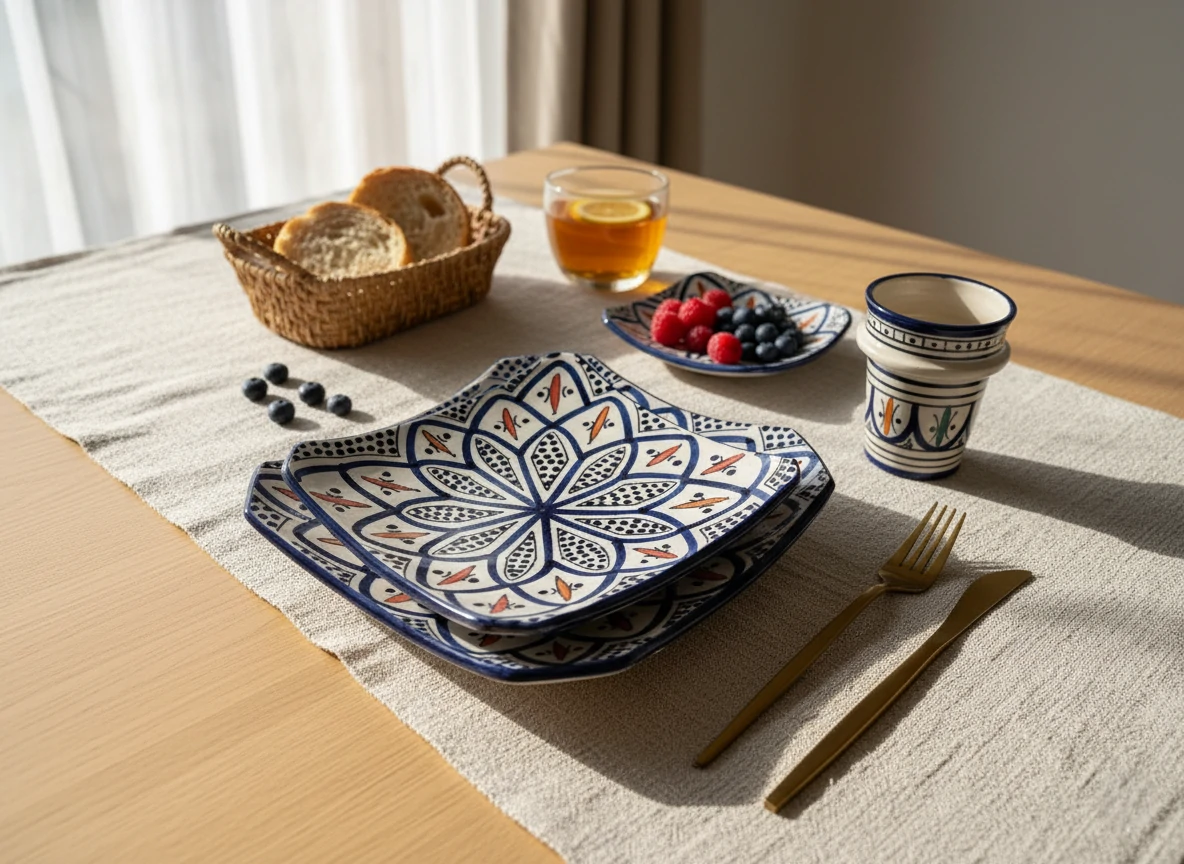 Minimalist Moroccan vessel sink with glossy glazed finish