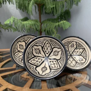 Artisan Moroccan serving bowls on wooden table
