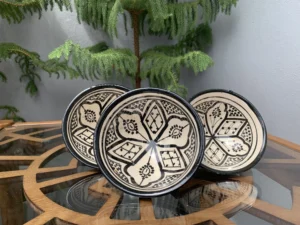 Artisan Moroccan serving bowls on wooden table