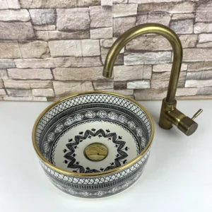 Traditional Moroccan ceramic basin handmade and glazed