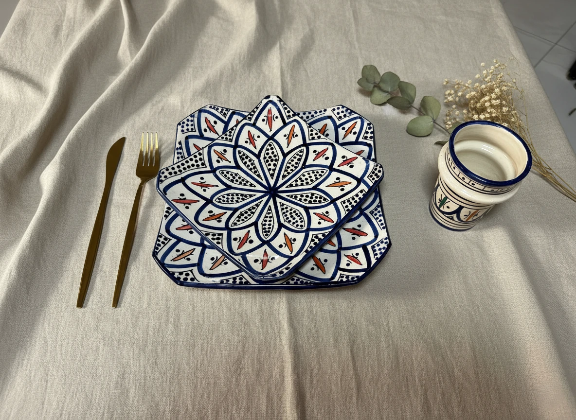 Ivory ceramic countertop sink handcrafted in Morocco