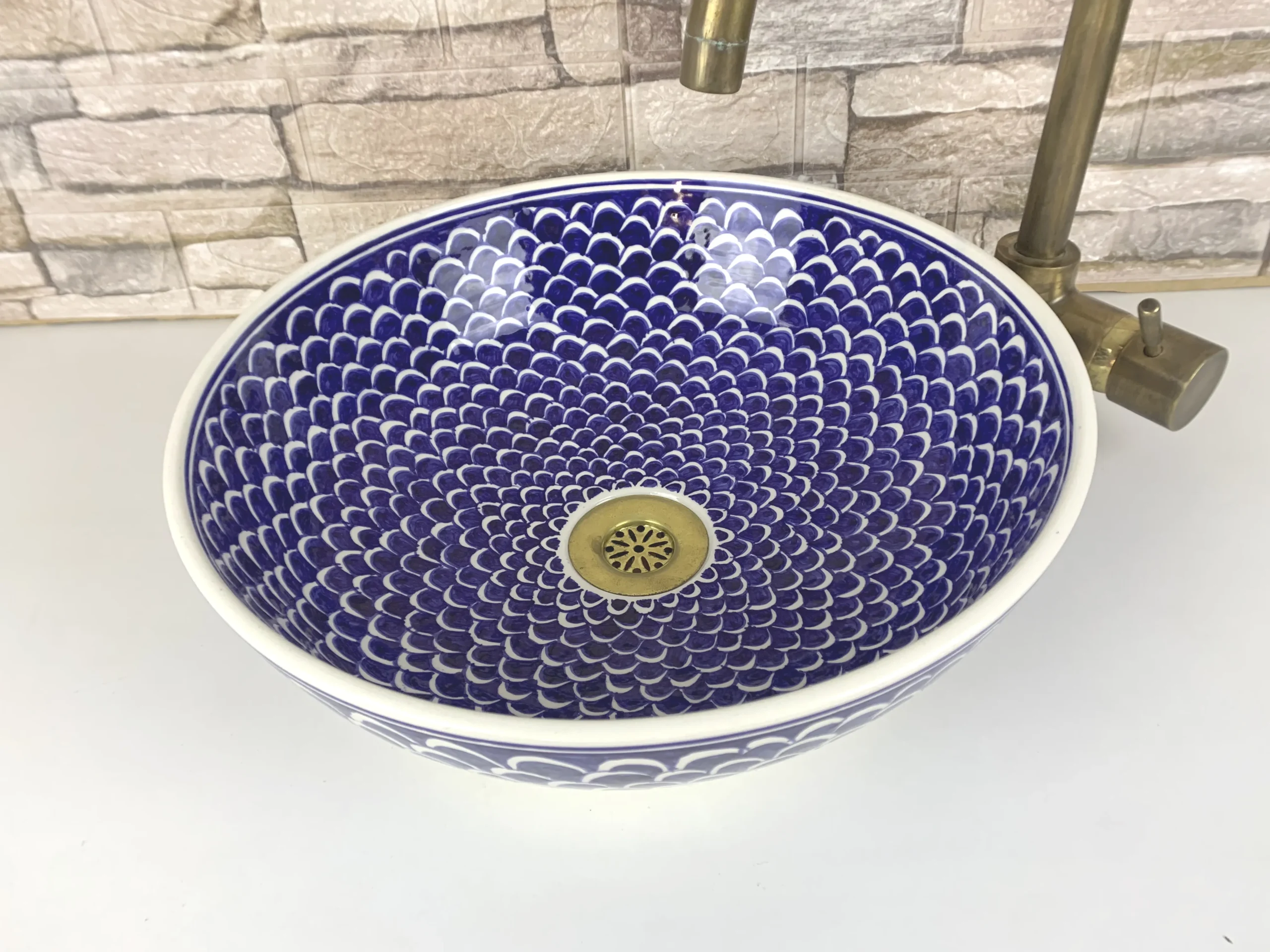 Decorative Moroccan ceramic sink with scale design