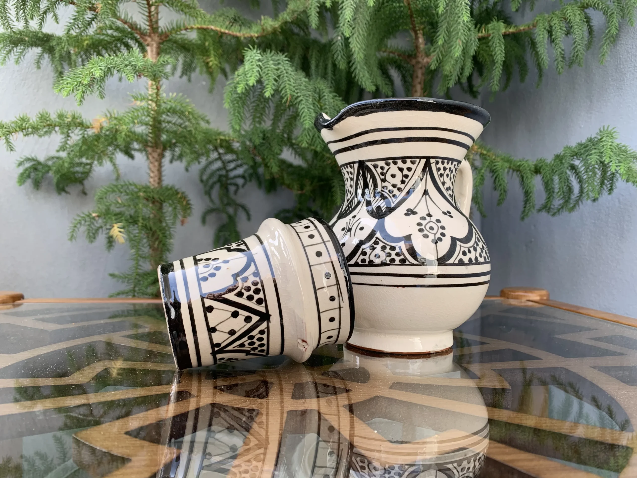 Traditional Moroccan hand-painted ceramic drinkware