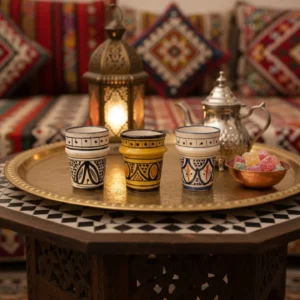 Hand-painted Moroccan ceramic cup made in Safi