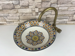 moroccan handmade ceramic sink – geometric star pattern vessel bathroom basin