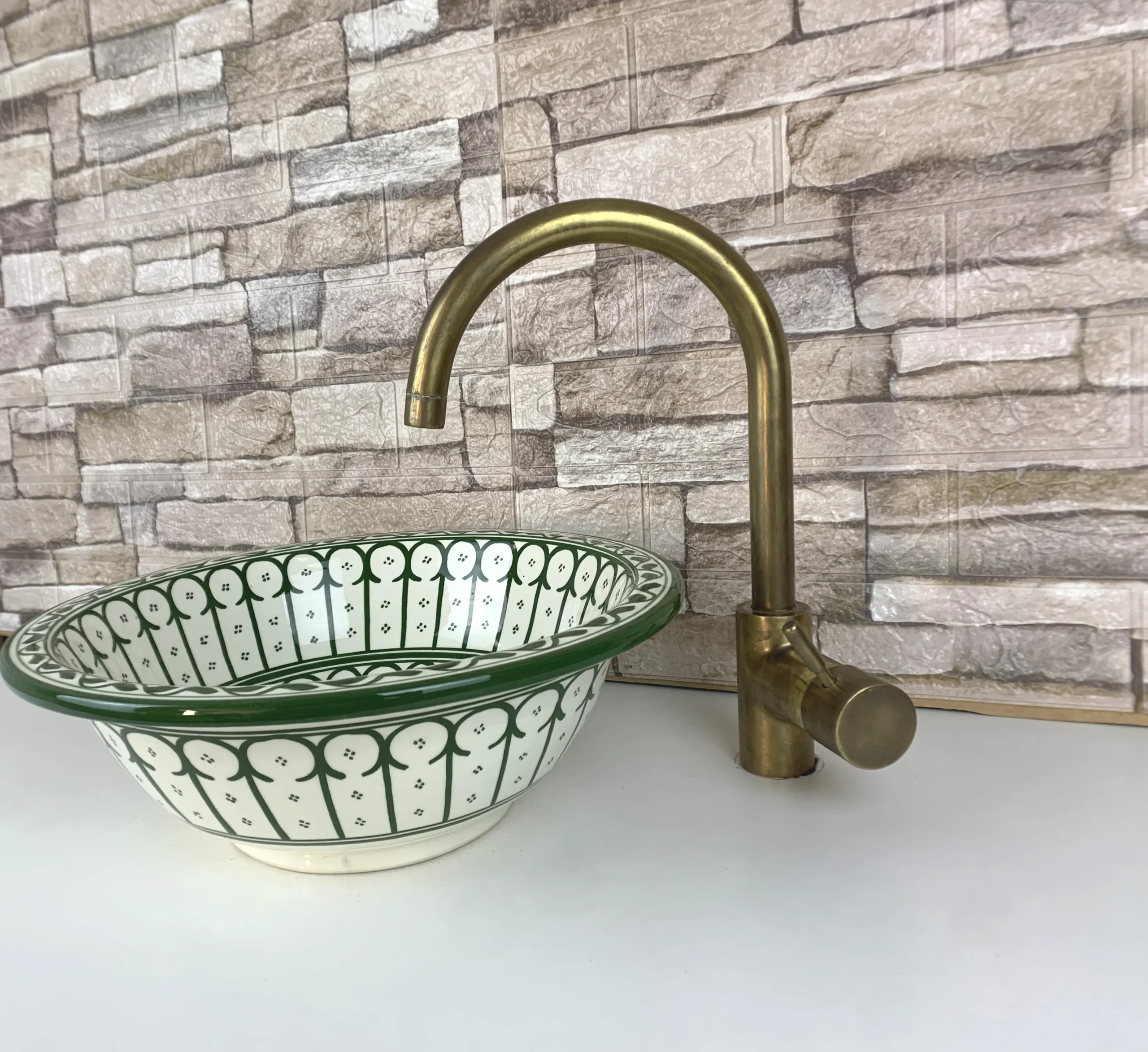 Traditional Moroccan ceramic basin handmade and glazed