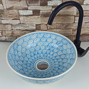 Decorative Moroccan handmade ceramic sink for bathroom or kitchen