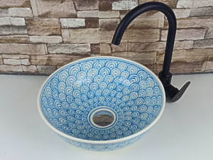 Decorative Moroccan handmade ceramic sink for bathroom or kitchen
