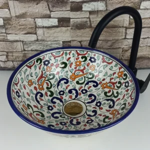 Traditional Moroccan pottery sink handmade and painted