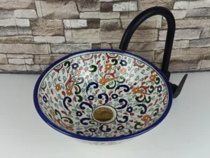 Traditional Moroccan pottery sink handmade and painted