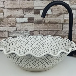 Handmade ceramic vessel sink inspired by Moroccan craftsmanship