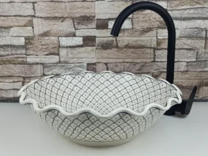 Handmade ceramic vessel sink inspired by Moroccan craftsmanship