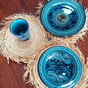Moroccan ceramic cup and plates set hand-painted in Safi
