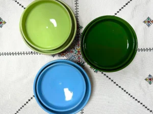 Moroccan pottery plate set small and large plates from Safi