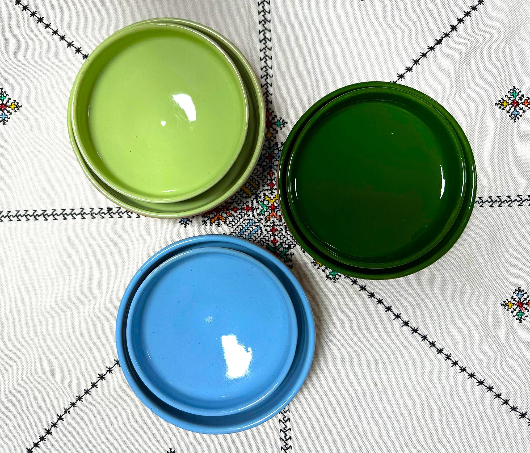 Moroccan pottery plate set small and large plates from Safi